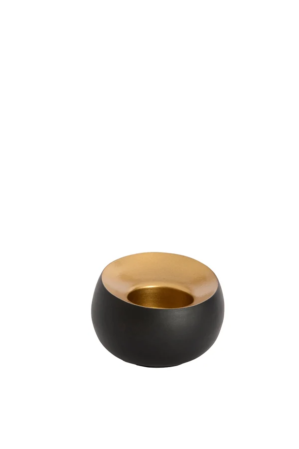 Tealight 9x6 cm VEROLI matt black+gold