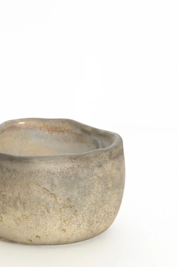 Tealight 9x6 cm SUNGAI glass matt antique grey-brown