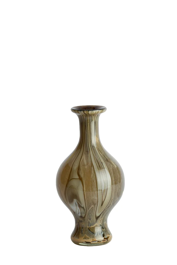 Vase 14,5x29,5 cm JORVEN glass taupe+olive green