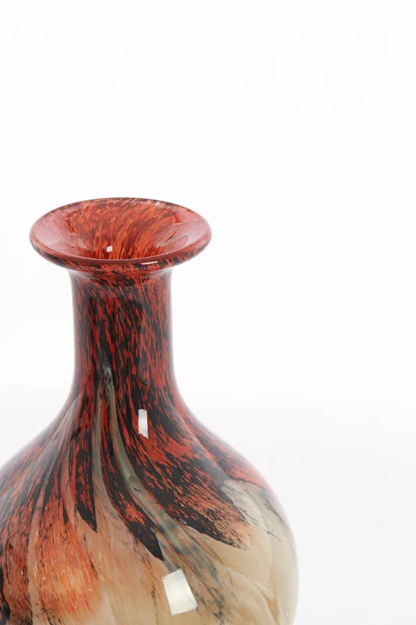 Vase 14,5x29,5 cm JORVEN glass red+taupe
