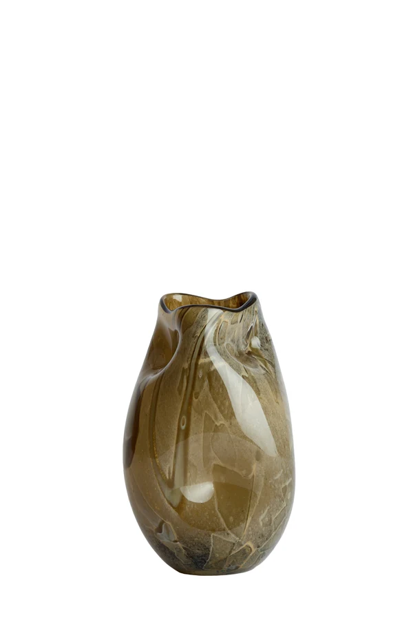 Vase 14,5x25 cm JORIEN glass taupe+olive green