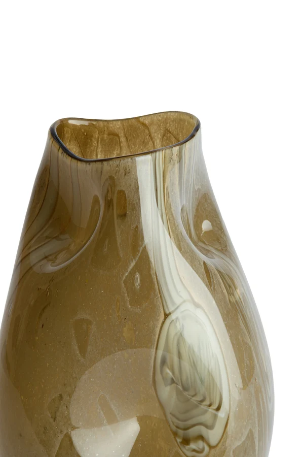 Vase 14,5x25 cm JORIEN glass taupe+olive green