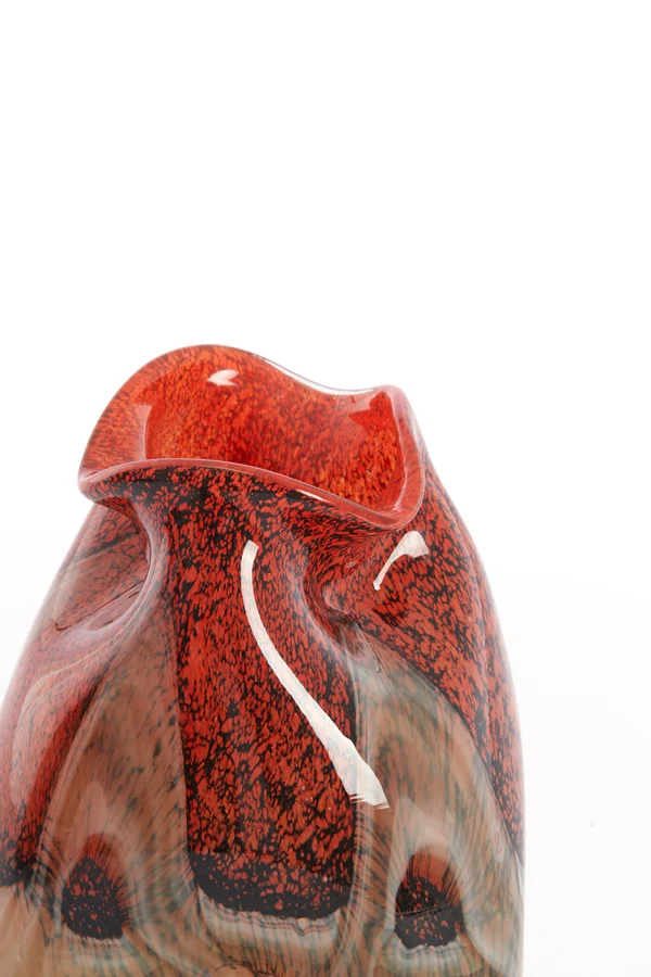 Vase 14,5x25 cm JORIEN glass red+taupe