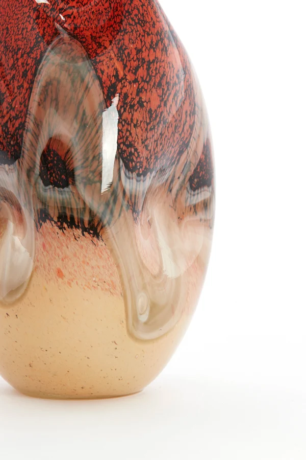 Vase 14,5x25 cm JORIEN glass red+taupe