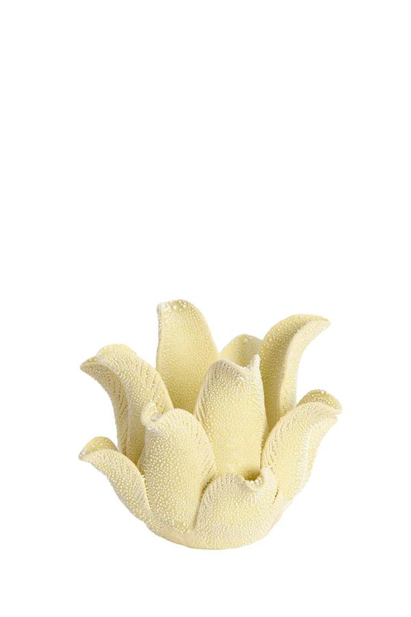Tealight holder 14x8,5 cm KRANA porcelain light yellow