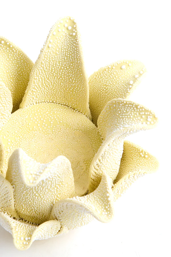 Tealight holder 14x8,5 cm KRANA porcelain light yellow