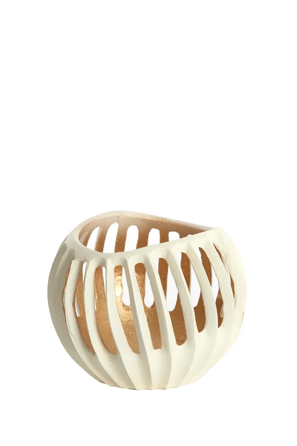 Tealight 16x12 cm CHALCO cream+gold