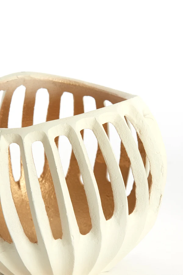 Tealight 16x12 cm CHALCO cream+gold