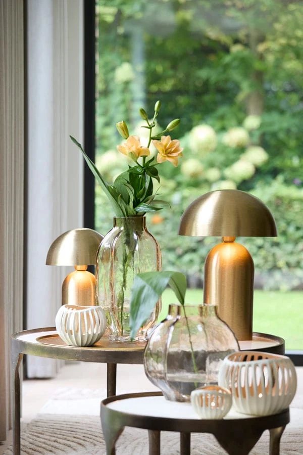 Tealight 16x12 cm CHALCO cream+gold
