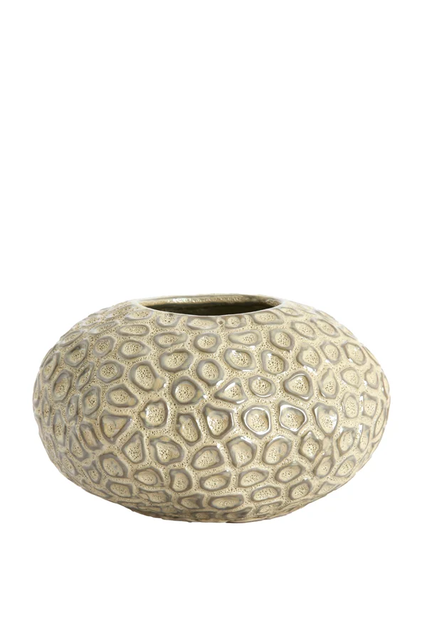 Tealight 16,5x9,5 cm CAREZZA ceramics taupe