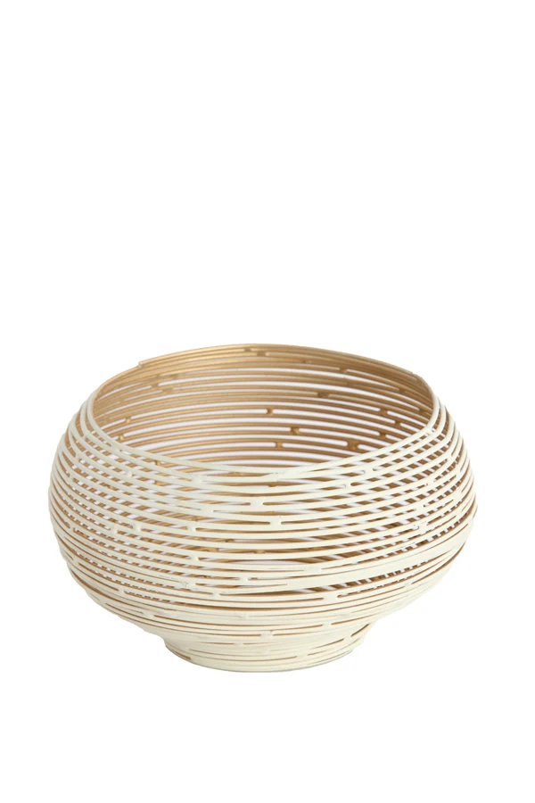 Tealight 15x9 cm URBINO matt cream+gold