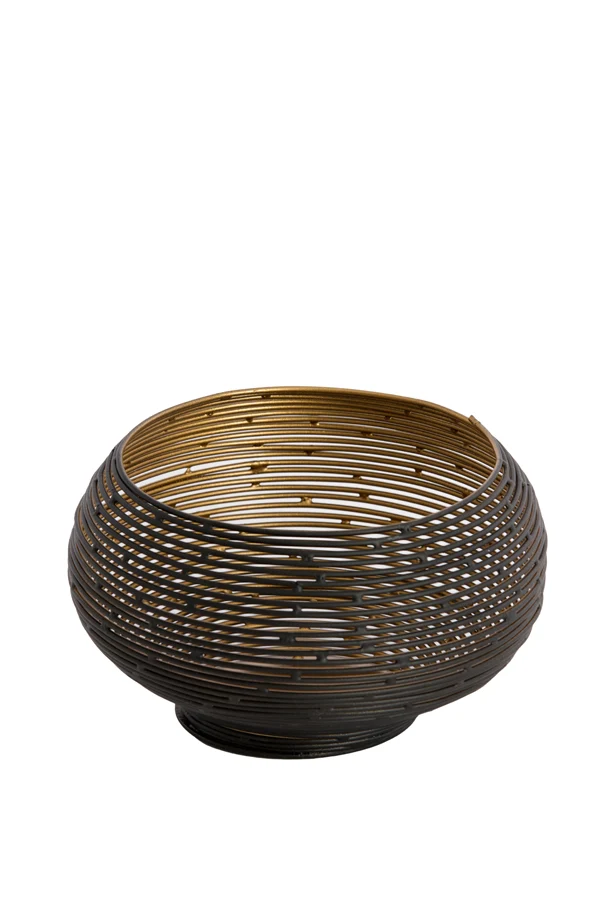 Tealight 15x9 cm URBINO matt black+gold
