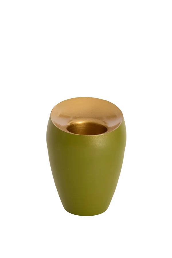 Tealight 9x12 cm VEROLI matt olive green+gold