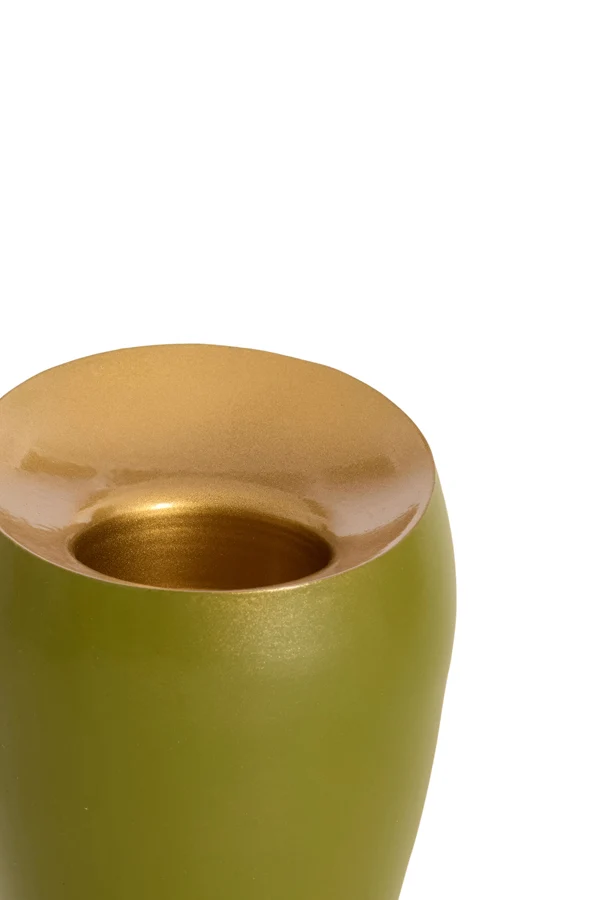 Tealight 9x12 cm VEROLI matt olive green+gold
