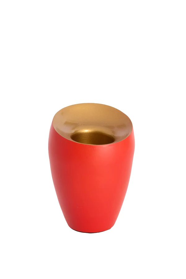 Tealight 9x12 cm VEROLI matt dark coral+gold