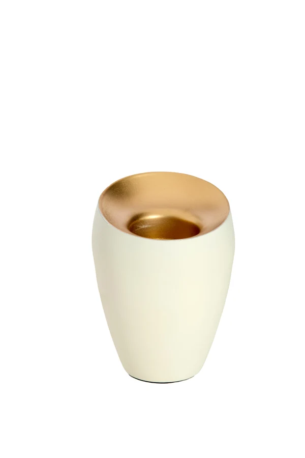 Tealight 9x12 cm VEROLI matt cream+gold