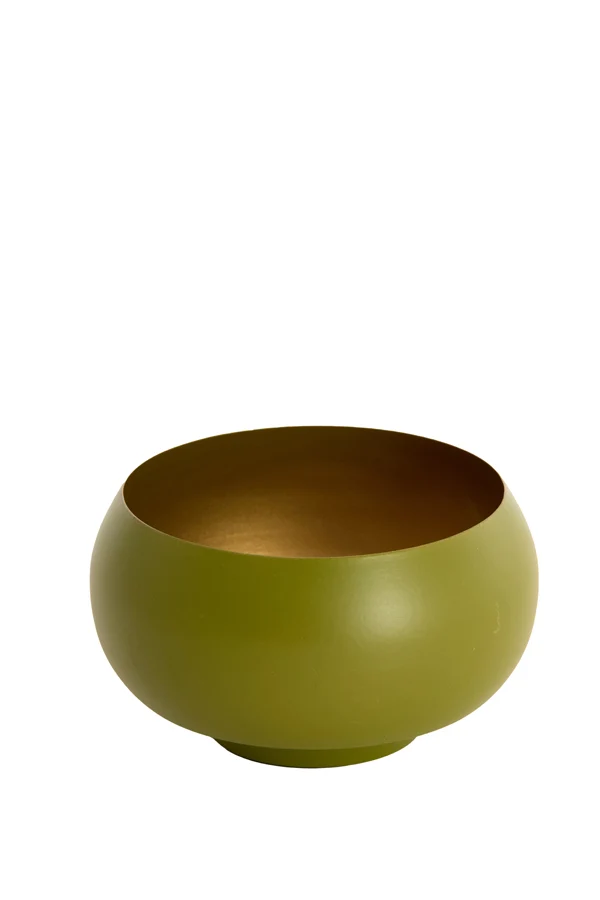 Tealight 15x9 cm RAPALLO matt olive green+gold
