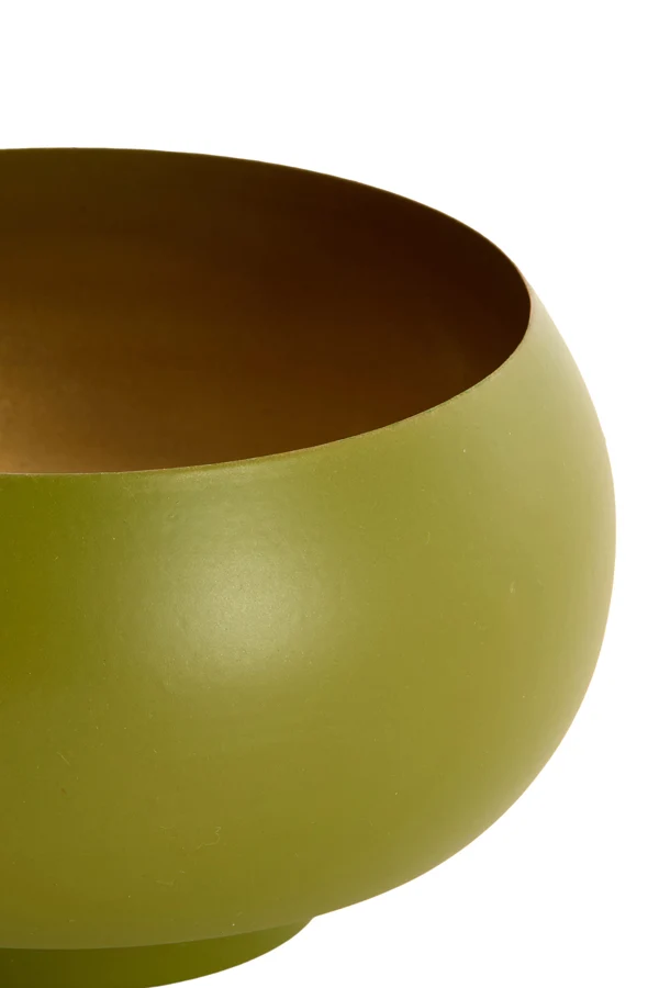 Tealight 15x9 cm RAPALLO matt olive green+gold