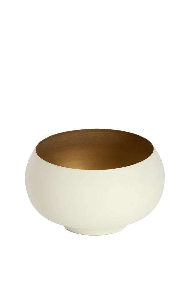Tealight 15x9 cm RAPALLO matt cream+gold