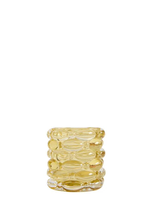 Tealight 9,5x9,5 cm WADLEY glass ocher yellow