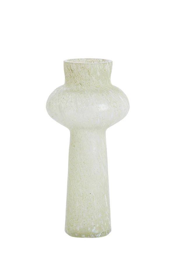 Vase 12x28 cm PARITA glass stone finish green+cream