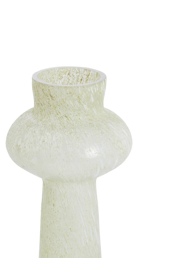 Vase 12x28 cm PARITA glass stone finish green+cream