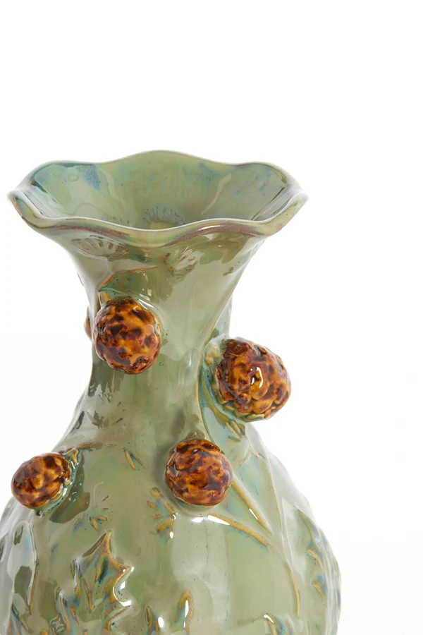 Vase 12x20 cm BLISSA ceramics dark green+brown