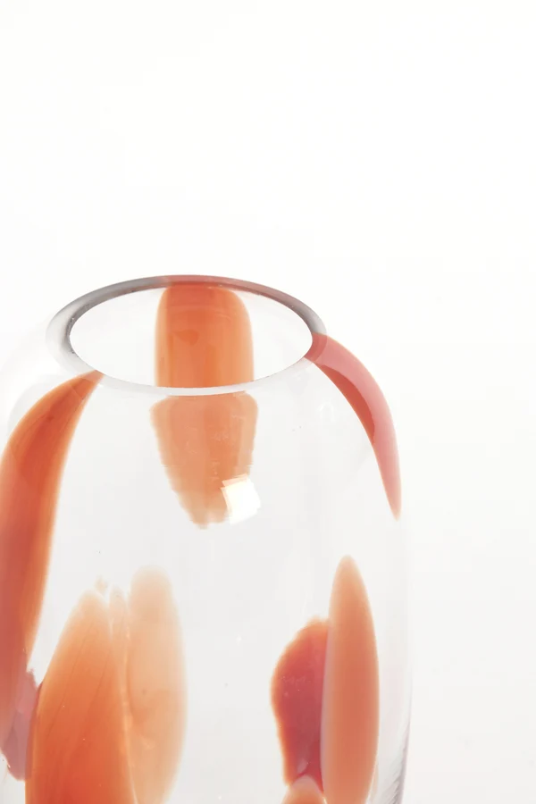 Vase 12x16 cm NENON glass clear-coral