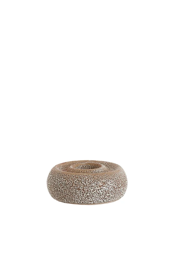 Tealight holder 12,5x5 cm OTHONI ceramics cream-black