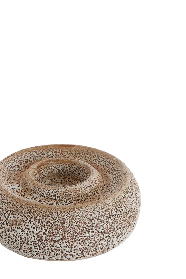 Tealight holder 12,5x5 cm OTHONI ceramics cream-black