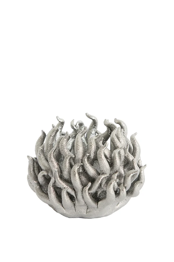 Tealight holder 11x8 cm EDESSA porcelain silver