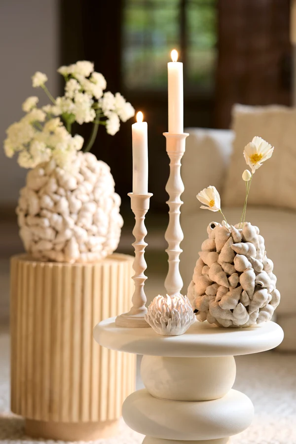 Tealight holder 11x8 cm EDESSA porcelain cream