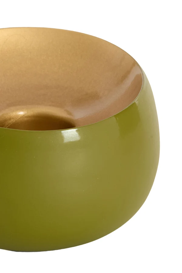 Tealight 15x10 cm VEROLI matt olive green+gold