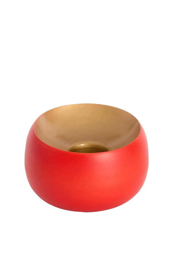 Tealight 15x10 cm VEROLI matt dark coral+gold