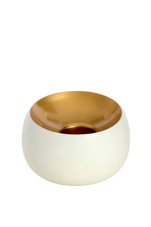 Tealight 15x10 cm VEROLI matt cream+gold