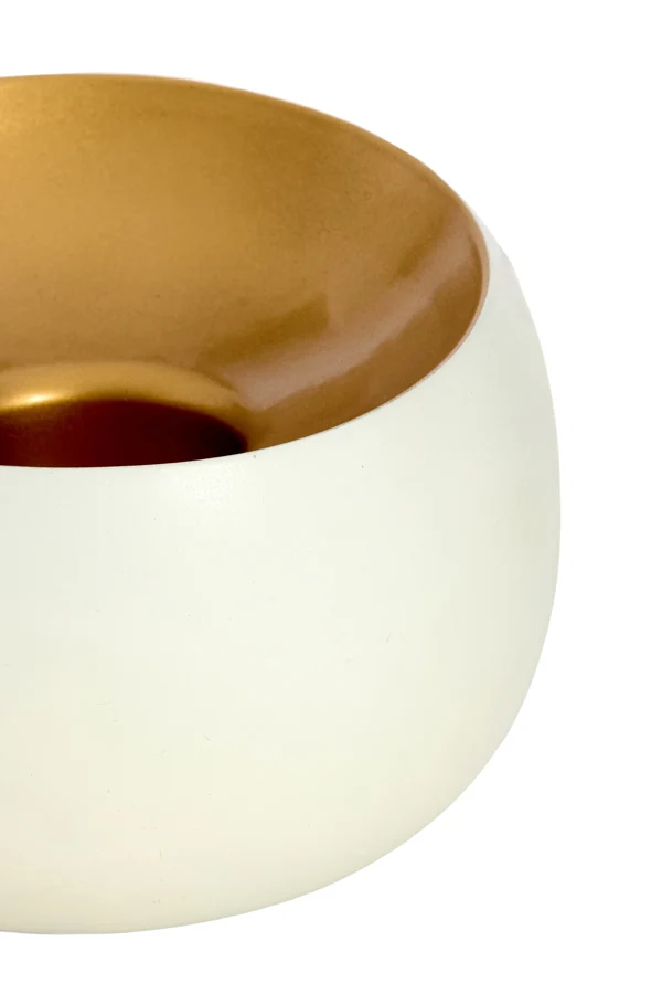 Tealight 15x10 cm VEROLI matt cream+gold