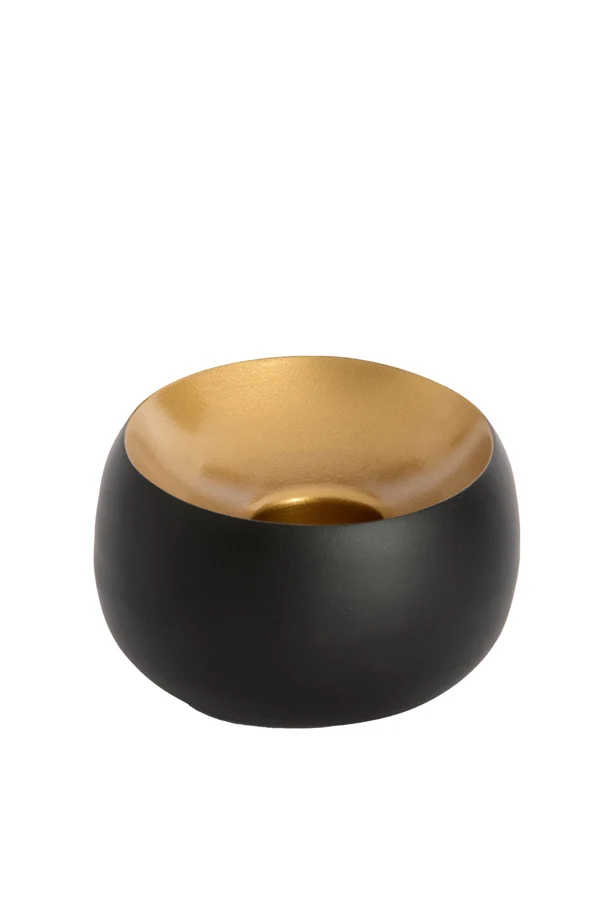 Tealight 15x10 cm VEROLI matt black+gold