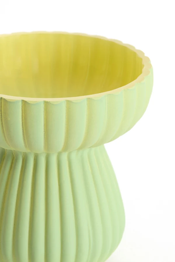 Vase 11x11,5 cm SORAGA glass matt mint+light yellow