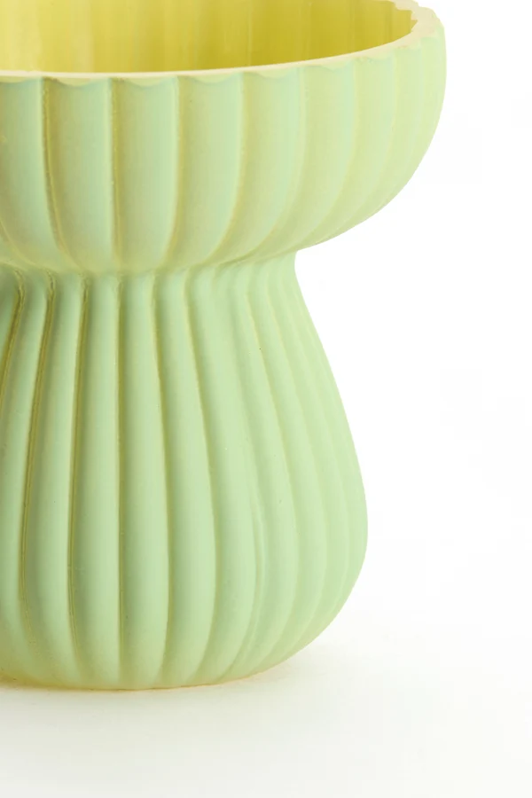 Vase 11x11,5 cm SORAGA glass matt mint+light yellow