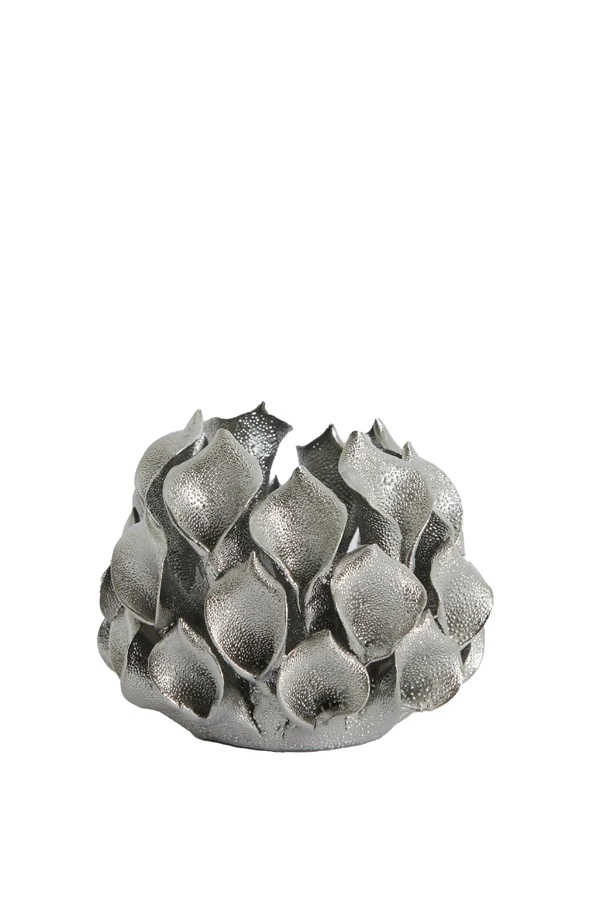 Tealight holder 10x8 cm SOREJA porcelain silver