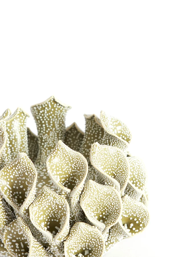 Tealight holder 10x8 cm SOREJA porcelain olive green