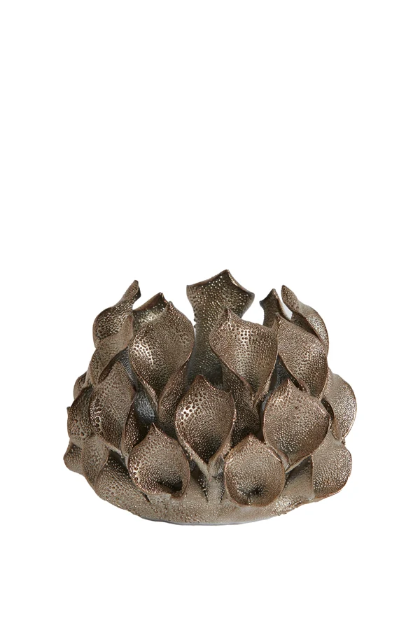 Tealight holder 10x8 cm SOREJA porcelain bronze
