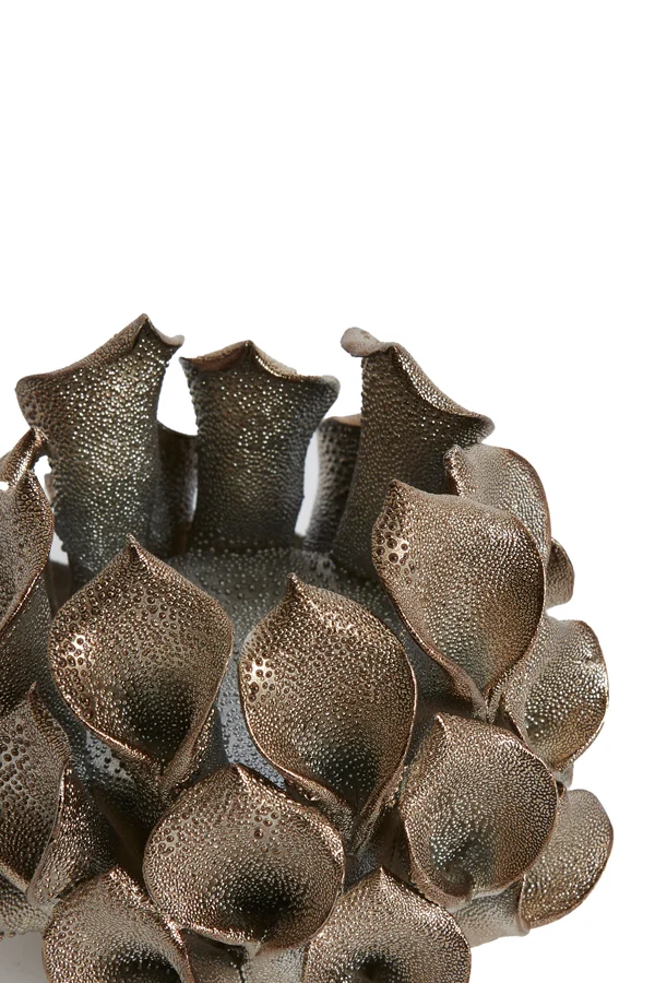 Tealight holder 10x8 cm SOREJA porcelain bronze