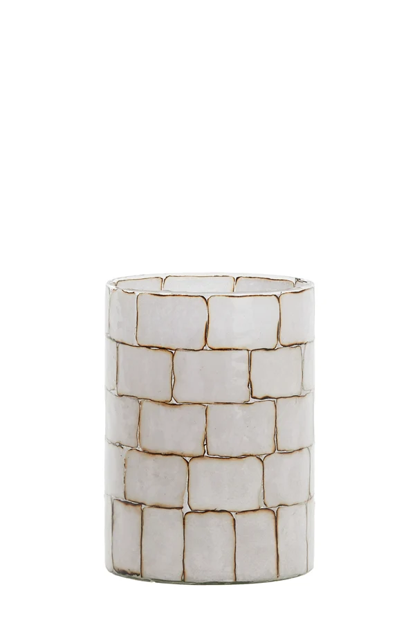 Tealight 14x20 cm DRONERO glass clear+white