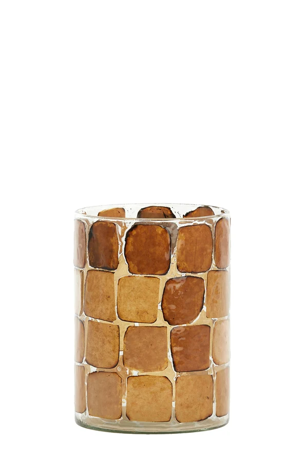 Tealight 14x20 cm DRONERO glass clear+brown