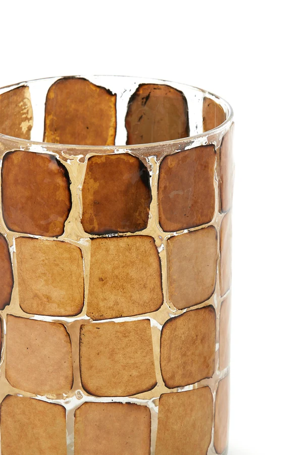 Tealight 14x20 cm DRONERO glass clear+brown
