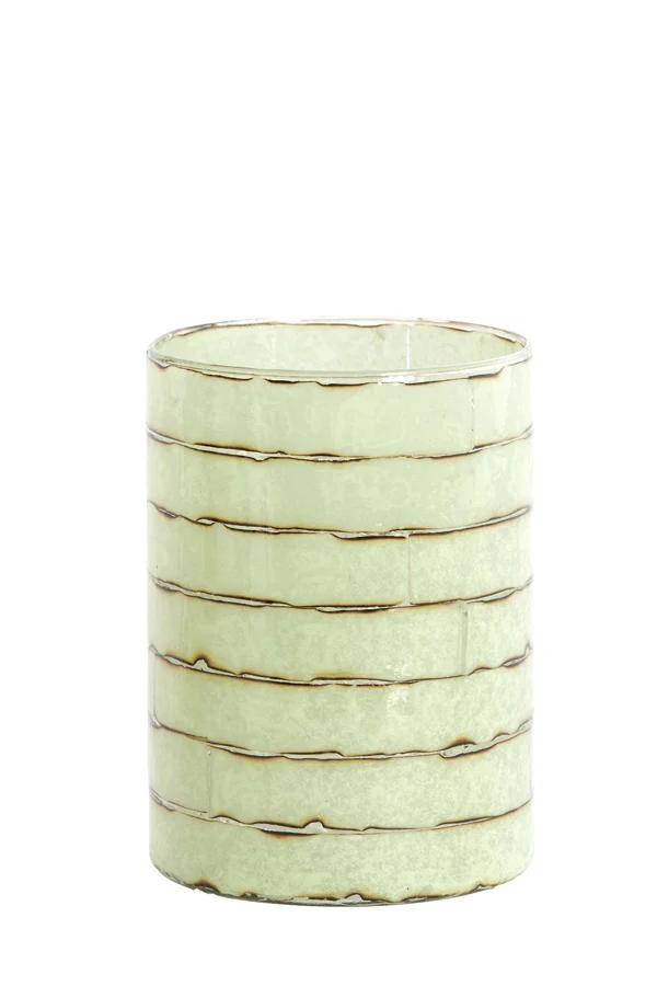 Tealight 14x20 cm DRONERI glass clear+mint green