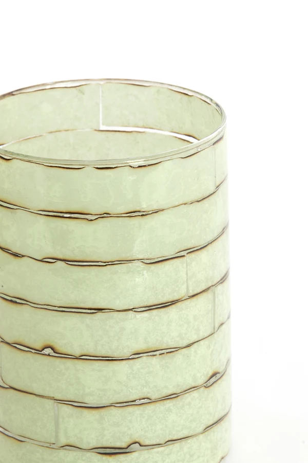 Tealight 14x20 cm DRONERI glass clear+mint green