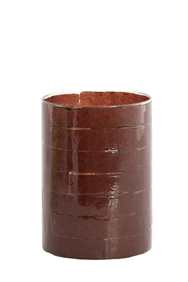 Tealight 14x20 cm DRONERI glass clear+dark brown