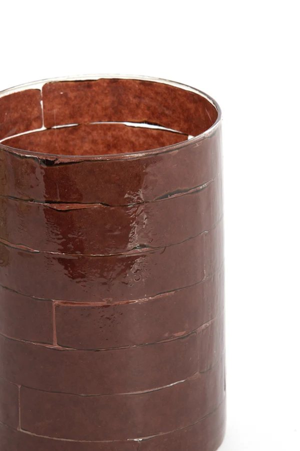 Tealight 14x20 cm DRONERI glass clear+dark brown